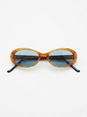 Early 90s A.J. Morgan Tortoiseshell Oval Sunglasses w/ Blue Lenses
